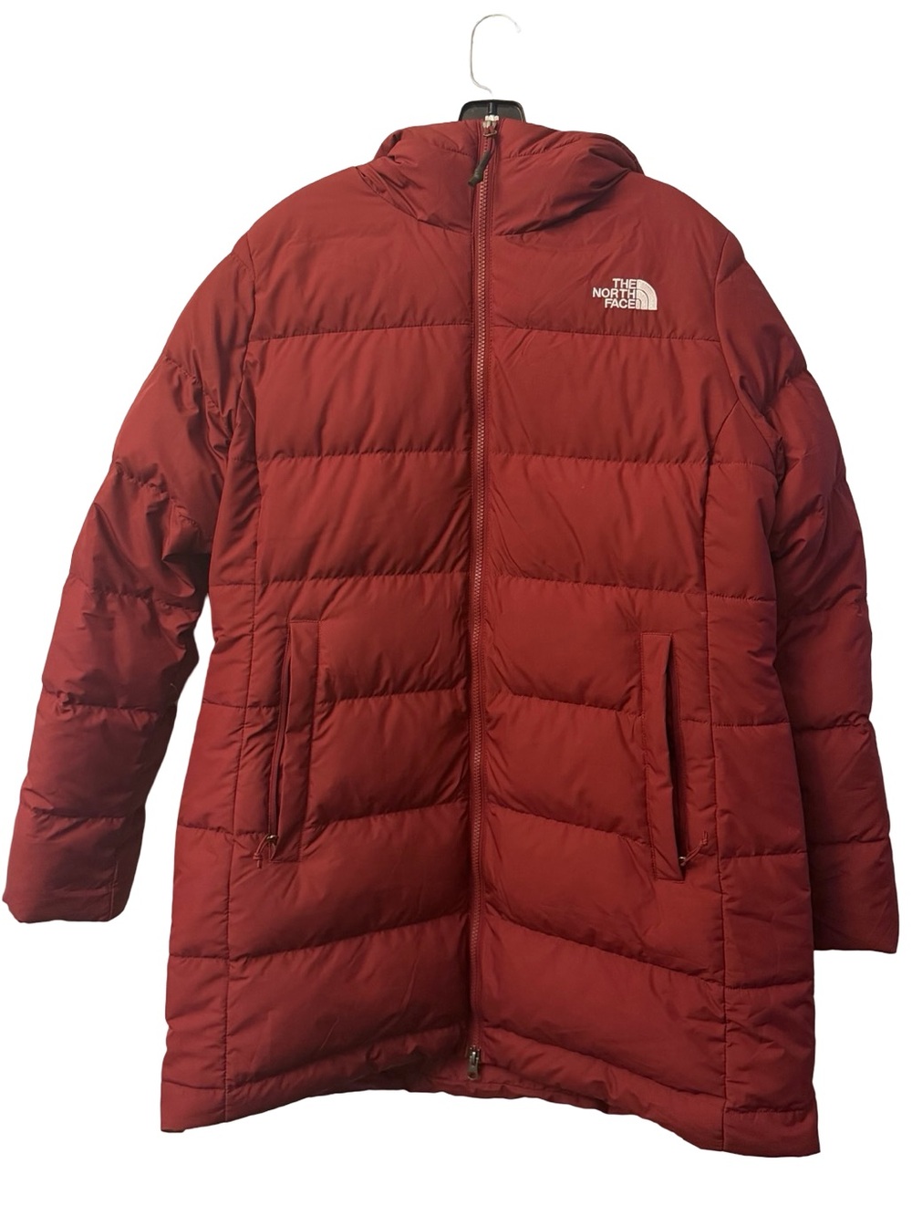The North Face Women's Red Insulated Hooded Puffer Coat 550 XL parka